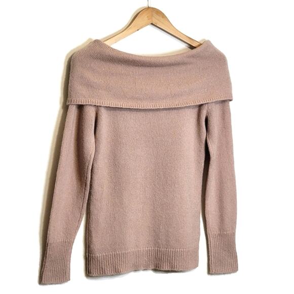 Theory Off The Shoulder Long Sleeve Light Pink Wool Blend Pullover Sweater Small - Picture 9 of 14